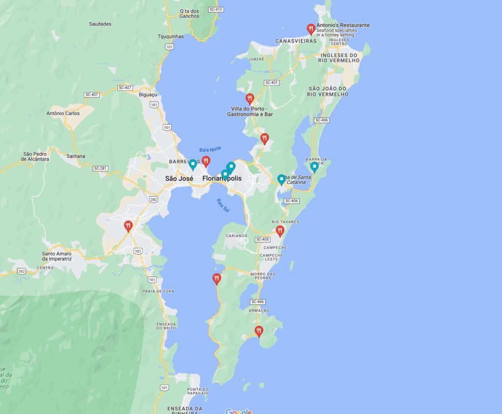 Places to Eat in Florianopolis: Clickable Map