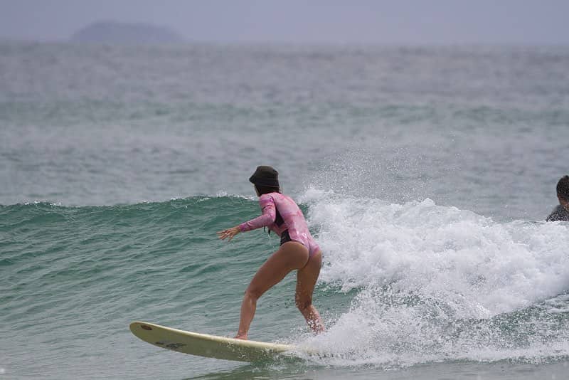 Florianopolis Weather in February: Photo of surfing in Floripa Brazil
