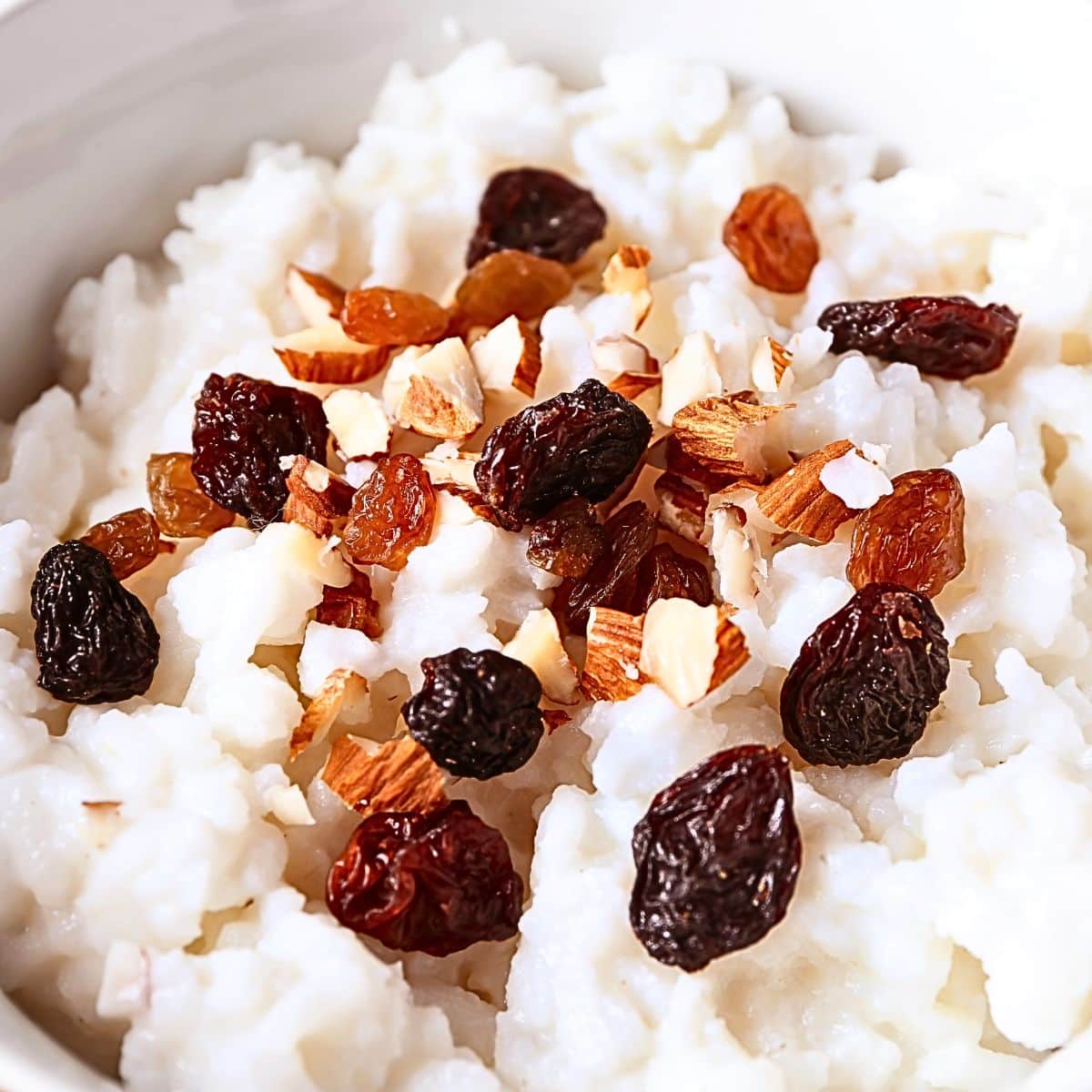 We are eating Brazilian white rice with raisins.