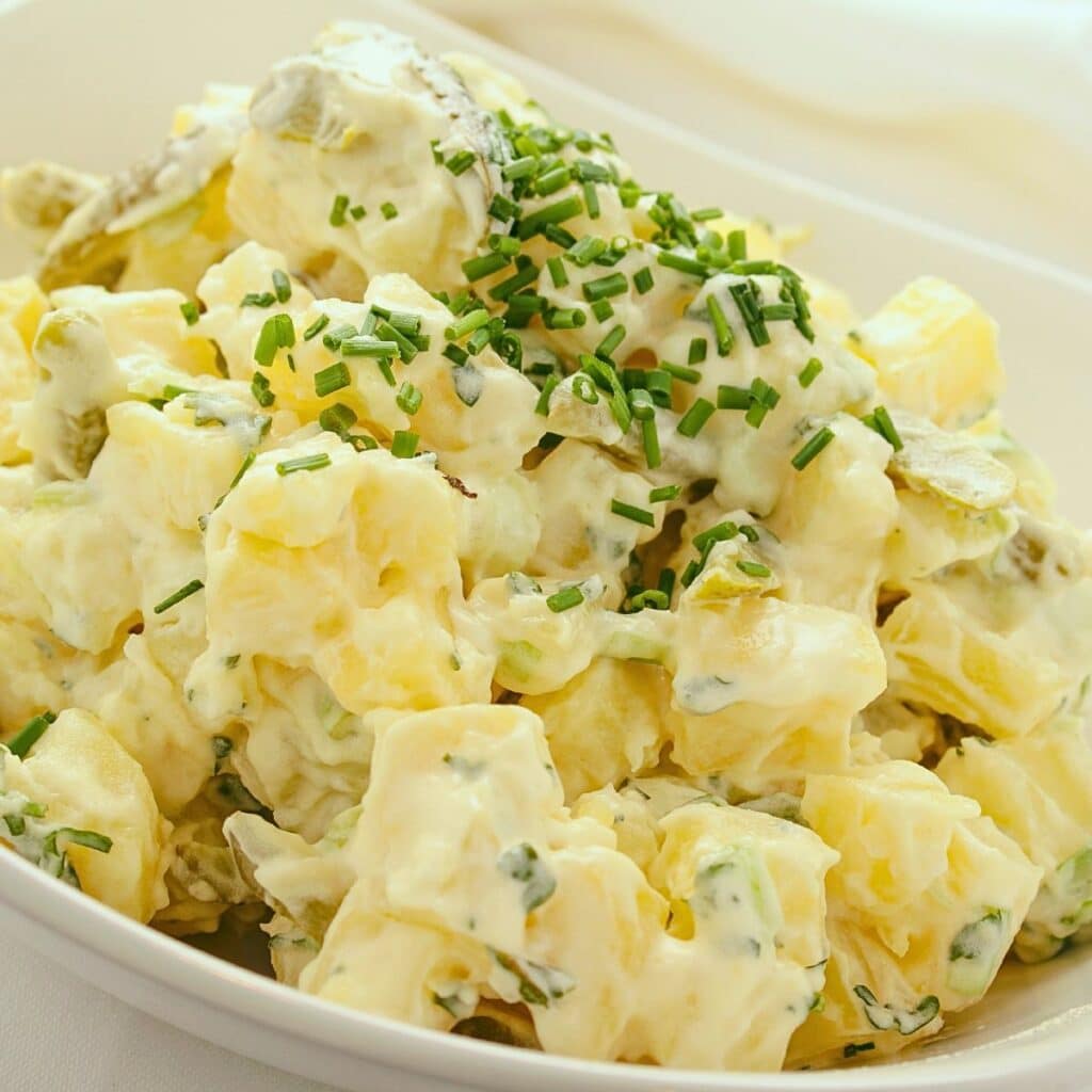 Homemade Brazilian Mayonnaise Salad, featuring a delicious blend of boiled vegetables and mayo, a staple at our Christmas celebration